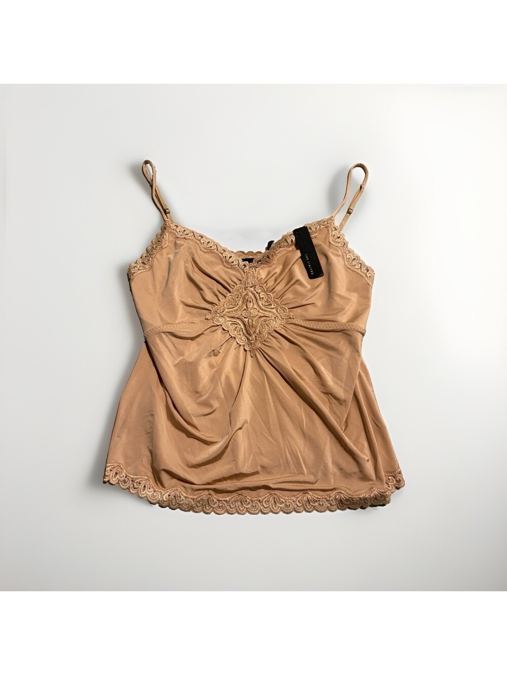Vintage Y2K The Limited Brown Gold Lace Cami Tank Top Sz XL NWT